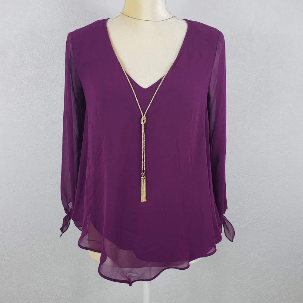 Thalia Sodi Layered Asymmetrical Blouse Small